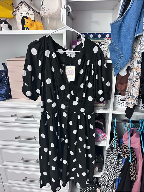 LuLaRoe Dresses & Skirts - LuLaRoe Black Dress with White Polka Dots - women’s ' Casual Skater Style